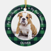 Mijn eerste kerstgroene foto van Puppy Pet Keramisch Ornament (Voorkant)