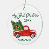 Mijn eerste kerstgroene script  Truck Baby Keramisch Ornament (Links)