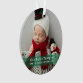 Mijn eerste kerstgroene Stripe Baby foto op maat Ornament (voorkant)