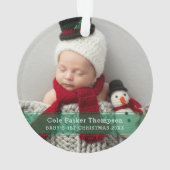 Mijn eerste kerstgroene Stripe Baby foto op maat Ornament (achterkant)
