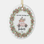 Mijn eerste kerstgrootouders Foto Greenery Keramisch Ornament (Rechts)