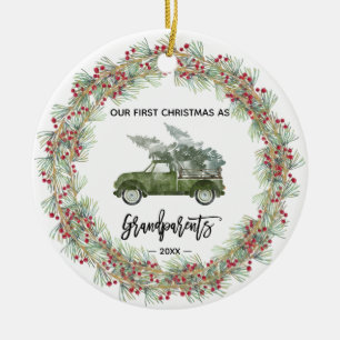 Mijn eerste kerstgrootouders Truck Greenery Keramisch Ornament