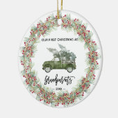 Mijn eerste kerstgrootouders Truck Greenery Keramisch Ornament (Links)