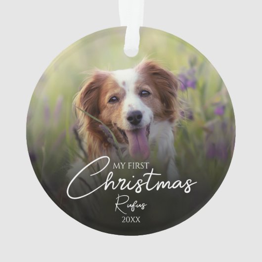 Mijn eerste kersthuisdierfoto Elegant schrift Ornament (achterkant)