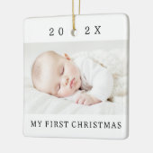 Mijn eerste kerstjaar moderne foto wit keramisch ornament (Links)
