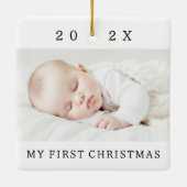 Mijn eerste kerstjaar moderne foto wit keramisch ornament (Achterkant)