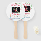 Mijn eerste kerstkaars voeg baby foto naam bladere handwaaier (Voorkant en achterkant)