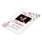 Mijn eerste kerstkaars voeg baby foto naam bladere magneet (Linkerzijde)