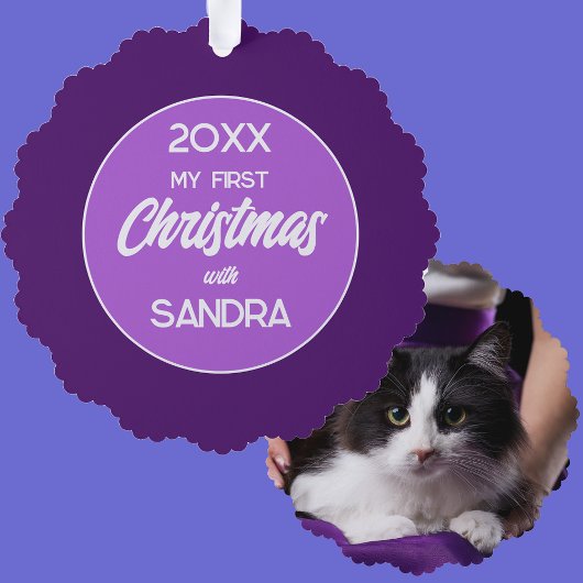 Mijn eerste kerstkat ornament kaart