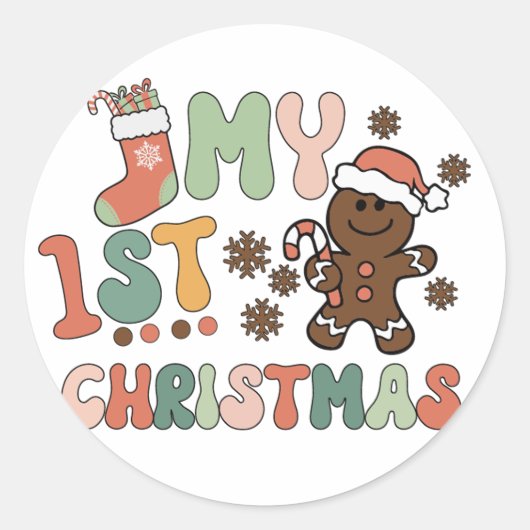 Mijn eerste kerstkerst ronde sticker (Voorkant)