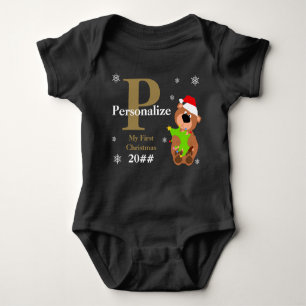 Mijn eerste kerstkerstboommonogram Beer Romper