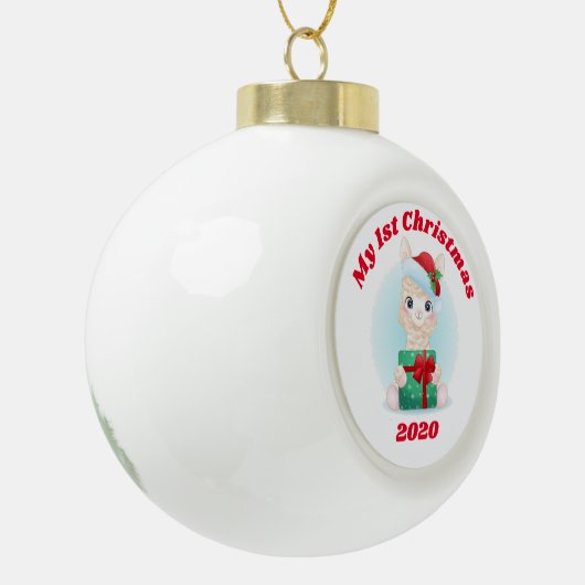 Mijn eerste kerstllama keramische bal ornament (Links)