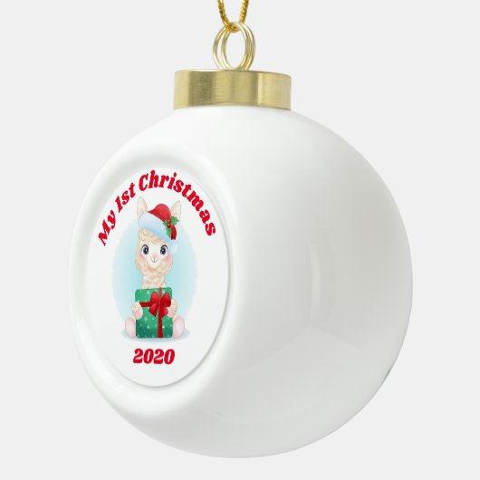 Mijn eerste kerstllama keramische bal ornament (Rechts)