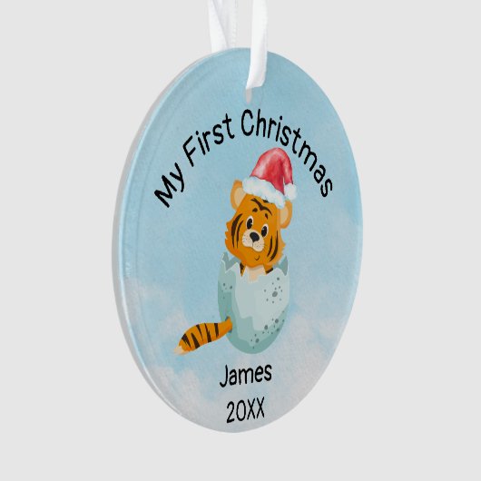 Mijn eerste Kerstmis 2021, Baby Boy Ornament (voorkant)