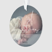 Mijn eerste Kerstmis 2 foto Elegant Script Ornament (voorkant)