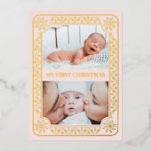 Mijn eerste Kerstmis 2 Foto Keepomwille Gold Folie Feestdagenkaart (Voorkant)