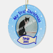 Mijn eerste Kerstmis - Aangepaste fotokat-versieri Keramisch Ornament (Links)