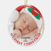 Mijn eerste Kerstmis | Aangepaste foto's Keramisch Ornament (Links)