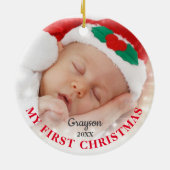 Mijn eerste Kerstmis | Aangepaste foto's Keramisch Ornament (Achterkant)
