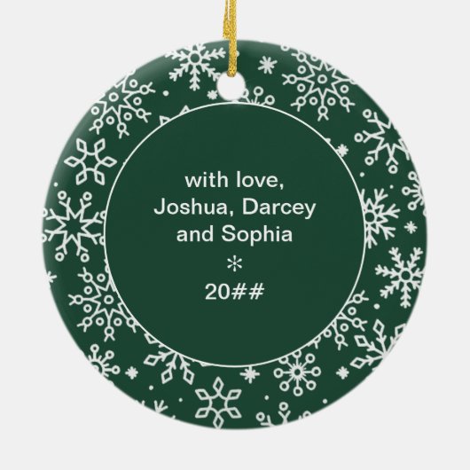 Mijn eerste Kerstmis als | Foto Green Snowflake Keramisch Ornament (Achterkant)