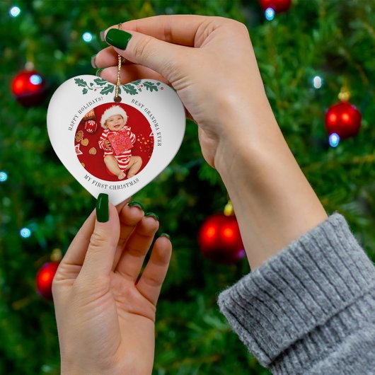 Mijn eerste Kerstmis als Grandma Baby Foto Keramisch Ornament