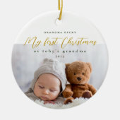 Mijn eerste Kerstmis als Grootmafoto en Jaar Keramisch Ornament (Voorkant)