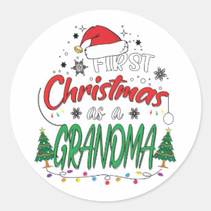 Mijn eerste Kerstmis als grootmoeder. Ronde Sticker