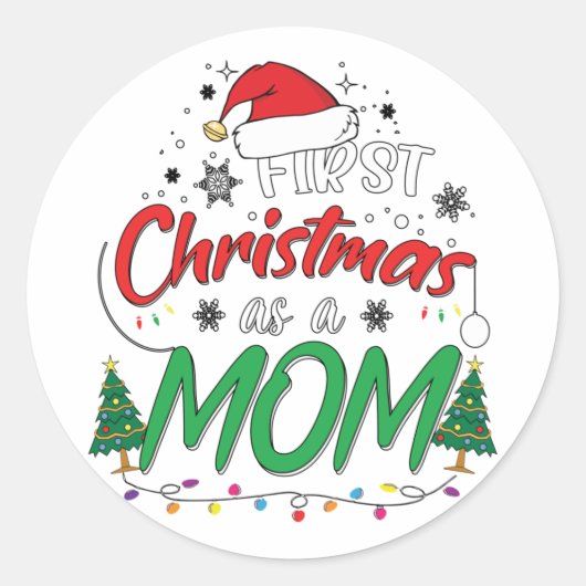 Mijn eerste Kerstmis als mama grappige nieuwe mama Ronde Sticker (Voorkant)