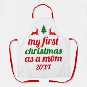 "Mijn eerste Kerstmis als moeder" groene rode hert Schort (Voorkant)