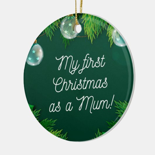 Mijn eerste Kerstmis als moeder. Keramisch Ornament (Links)