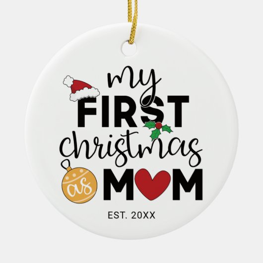 Mijn eerste Kerstmis als moeder met naam en foto Keramisch Ornament (Voorkant)