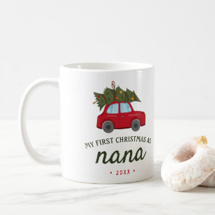 Mijn eerste Kerstmis als Nana Red Car Tree Koffiemok