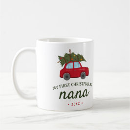Mijn eerste Kerstmis als Nana Red Car Tree Koffiemok