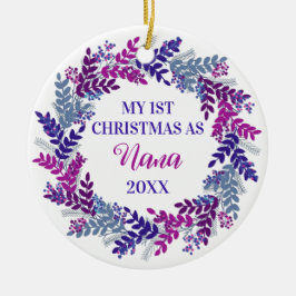 Mijn eerste Kerstmis als Nana Year Paarse Wreate Keramisch Ornament