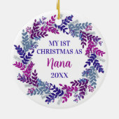 Mijn eerste Kerstmis als Nana Year Paarse Wreate Keramisch Ornament (Achterkant)