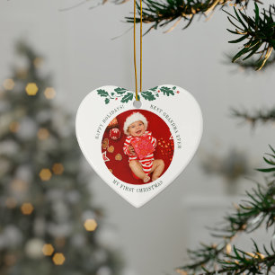 Mijn eerste Kerstmis als oma Baby en mam Foto Keramisch Ornament