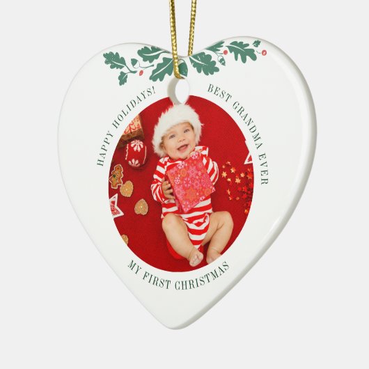 Mijn eerste Kerstmis als oma Baby en mam Foto Keramisch Ornament (Links)
