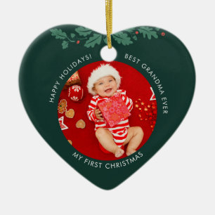 Mijn eerste Kerstmis als oma-Baby foto's Keramisch Ornament
