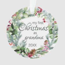 Mijn eerste Kerstmis als oma Evergreen Wreath Ornament