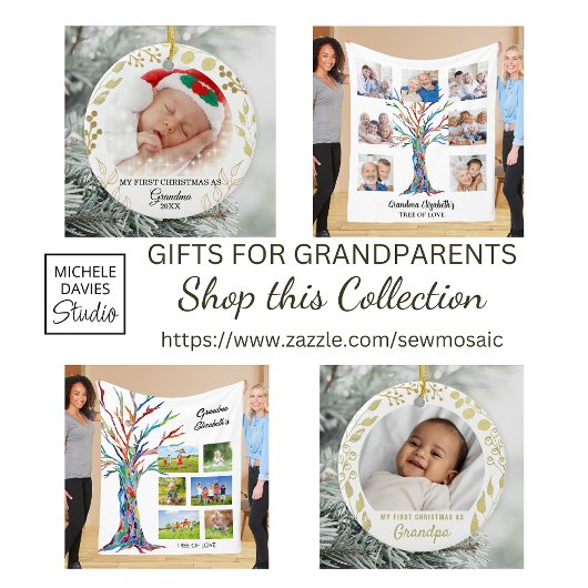 Mijn eerste Kerstmis als oma Foto Gold Foliage Keramisch Ornament