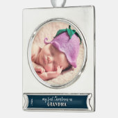 Mijn eerste Kerstmis als oma-foto Verzilverd Banner Ornament (Links)