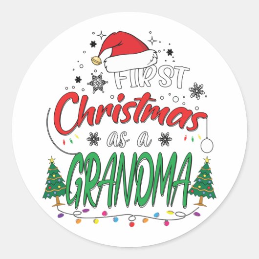 Mijn eerste Kerstmis als oma Funny New Grandma Ronde Sticker (Voorkant)
