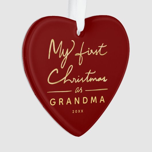 Mijn eerste Kerstmis als oma Heart Shaped Photo Ornament (voorkant)