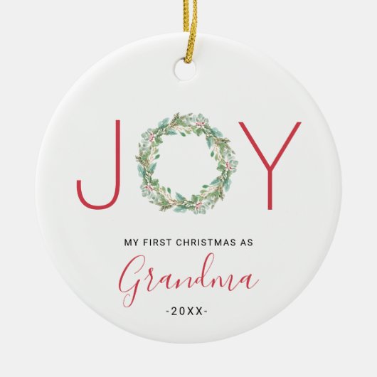 Mijn eerste Kerstmis als oma Joy Wreath Keramisch Ornament (Voorkant)