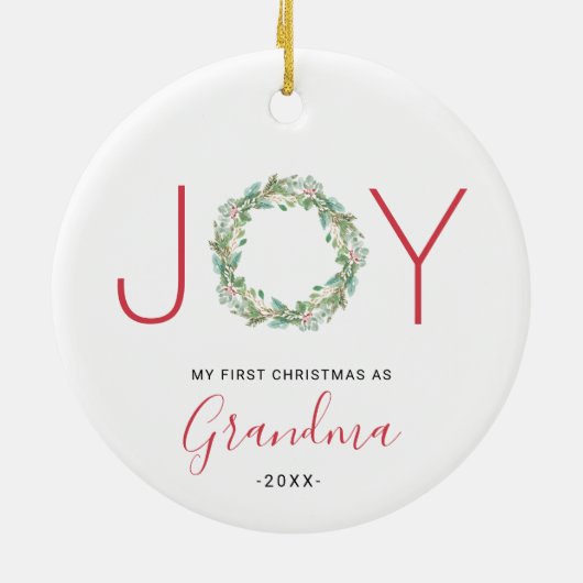 Mijn eerste Kerstmis als oma Joy Wreath Keramisch Ornament (Achterkant)