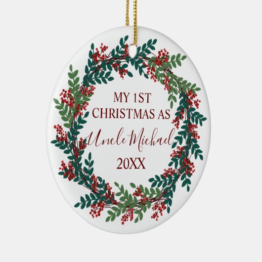 Mijn eerste Kerstmis als Oom Jaar Kerstmis Keramisch Ornament (Rechts)