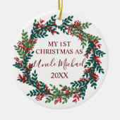 Mijn eerste Kerstmis als Oom Jaar Kerstmis Keramisch Ornament (Voorkant)