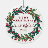 Mijn eerste Kerstmis als Oom Jaar Kerstmis Keramisch Ornament (Achterkant)