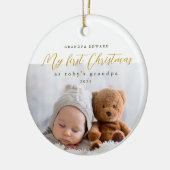 Mijn eerste Kerstmis als opa foto en Jaar Keramisch Ornament (Links)