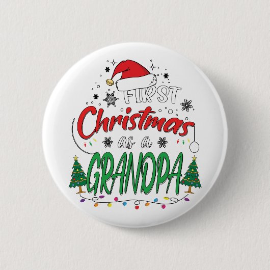 Mijn eerste Kerstmis als opa Funny New opa Ronde Button 5,7 Cm (Voorkant)